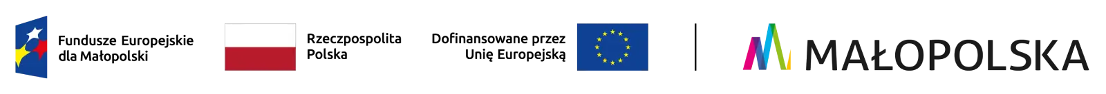 Logotypy Fundusze Europejskie dla Małopolski, Rzeczpospolita Polska, Unia Europejska, Województwo Małopolskie