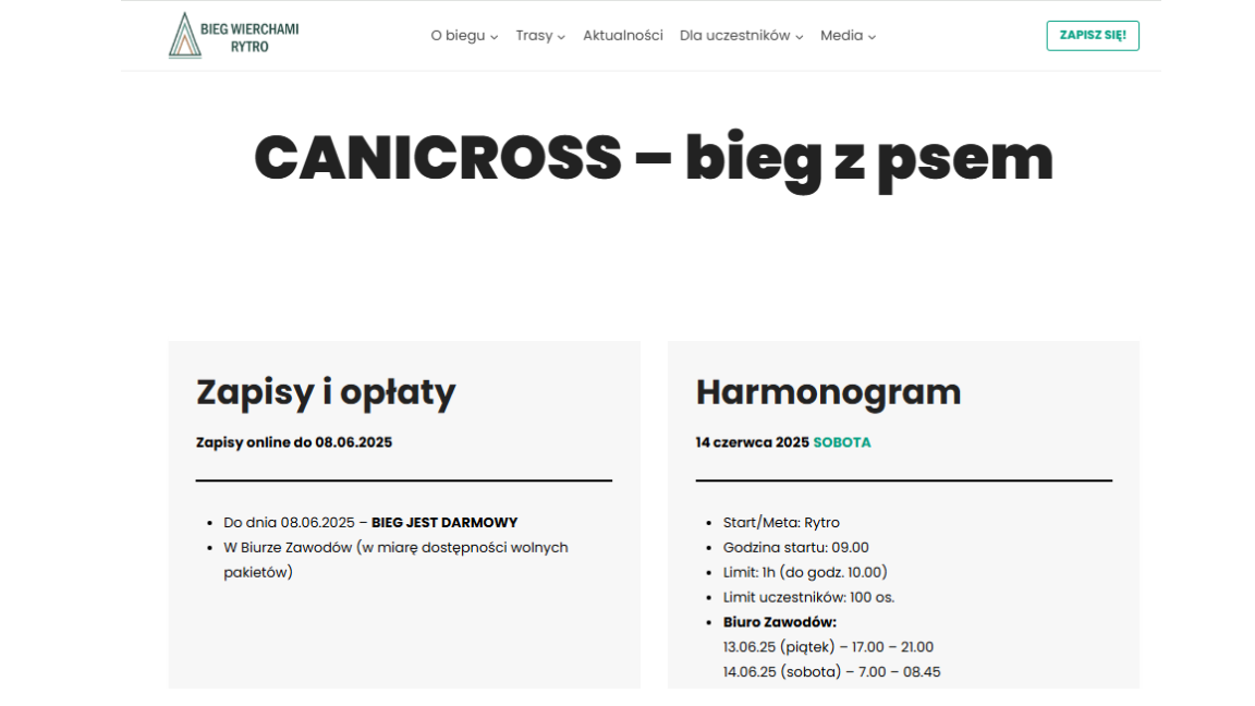 ZAPROSZENIE do udziału w biegu przełajowym z psami na dystansie  5 km „CANICROSS”